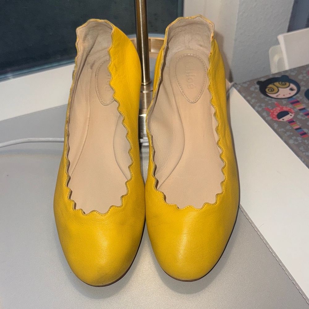 Chloe Yellow Scalloped Flats